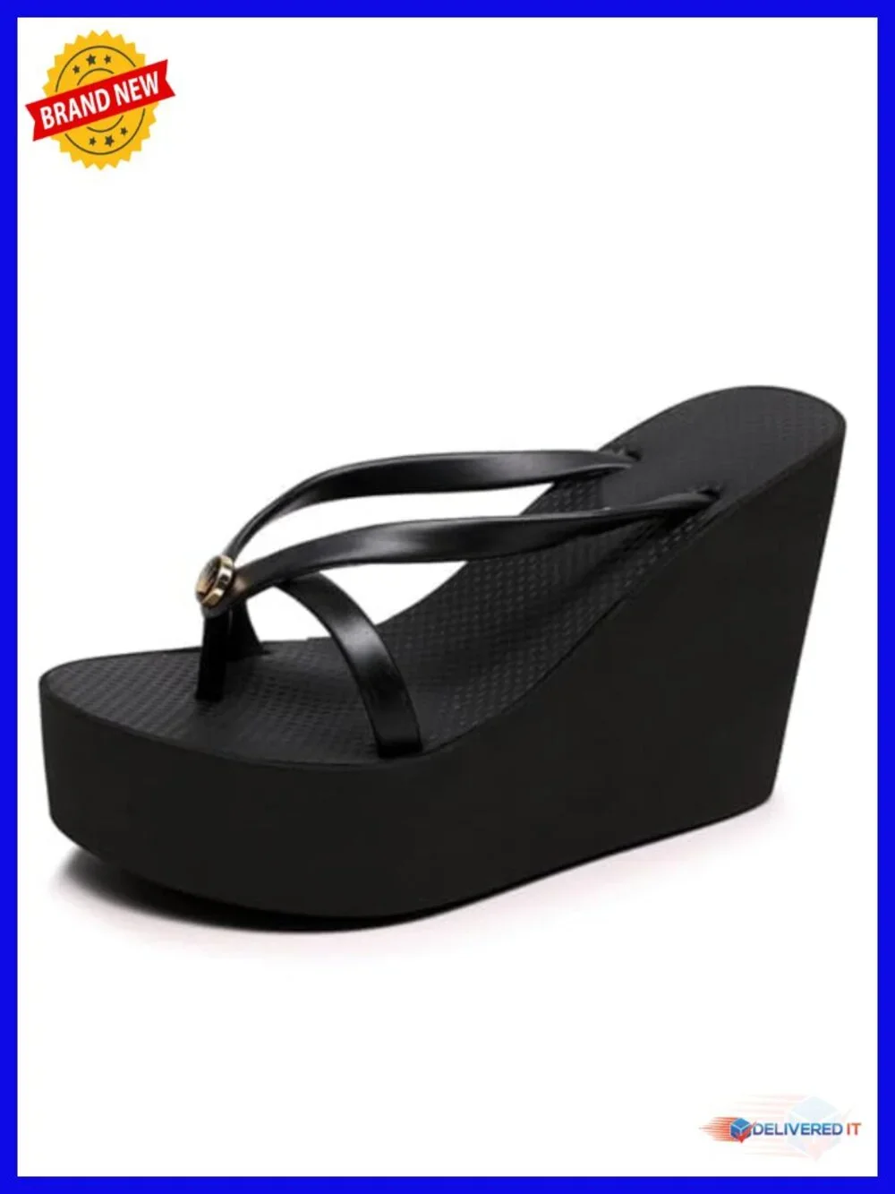Faux Leather Lace-Up Platform Wedge Sandals Summer Beach Flip Flop Slides